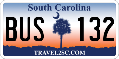 SC license plate BUS132