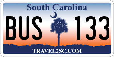 SC license plate BUS133