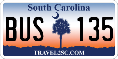 SC license plate BUS135