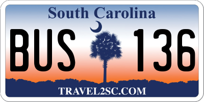 SC license plate BUS136