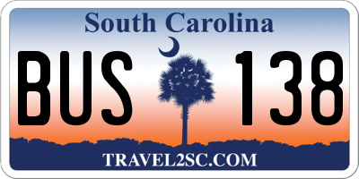 SC license plate BUS138
