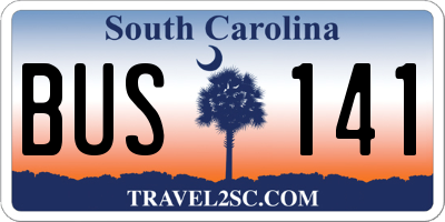 SC license plate BUS141