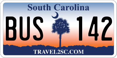 SC license plate BUS142