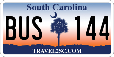 SC license plate BUS144