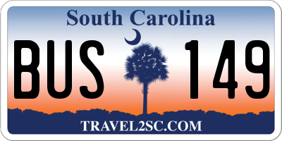 SC license plate BUS149