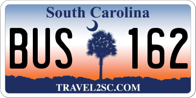 SC license plate BUS162
