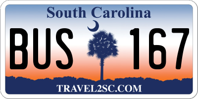 SC license plate BUS167