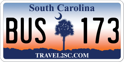 SC license plate BUS173