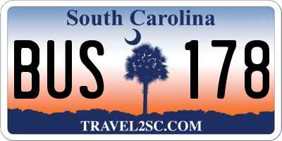 SC license plate BUS178