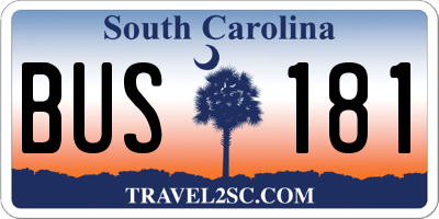 SC license plate BUS181
