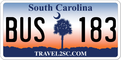 SC license plate BUS183
