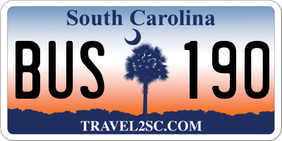 SC license plate BUS190