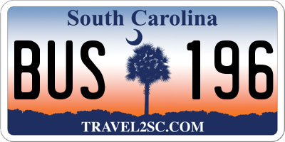 SC license plate BUS196