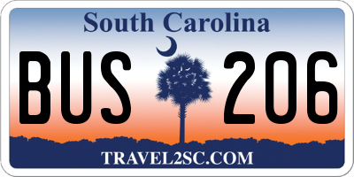 SC license plate BUS206