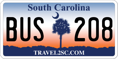 SC license plate BUS208