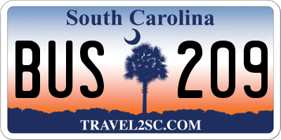 SC license plate BUS209
