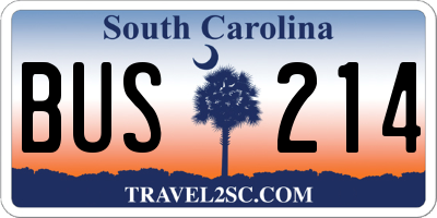 SC license plate BUS214