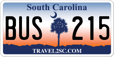 SC license plate BUS215