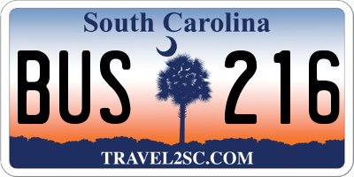 SC license plate BUS216