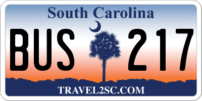 SC license plate BUS217