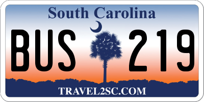 SC license plate BUS219