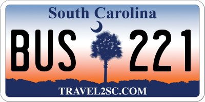 SC license plate BUS221