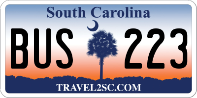 SC license plate BUS223