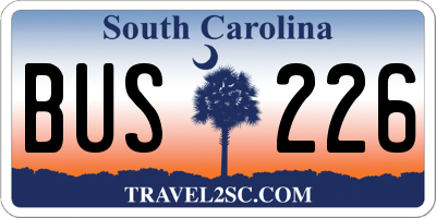 SC license plate BUS226