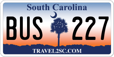 SC license plate BUS227