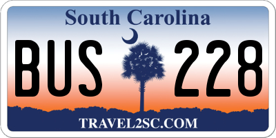 SC license plate BUS228