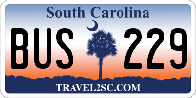 SC license plate BUS229