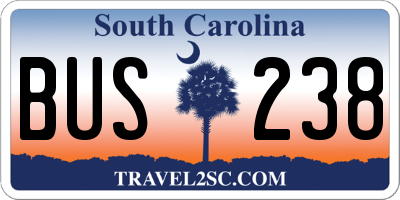 SC license plate BUS238