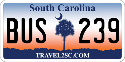 SC license plate BUS239