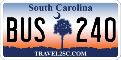 SC license plate BUS240
