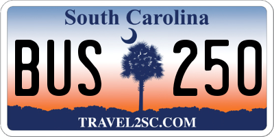 SC license plate BUS250