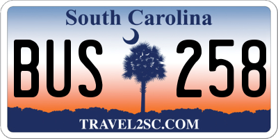 SC license plate BUS258