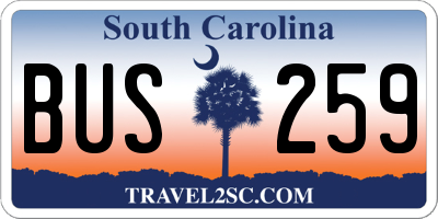 SC license plate BUS259