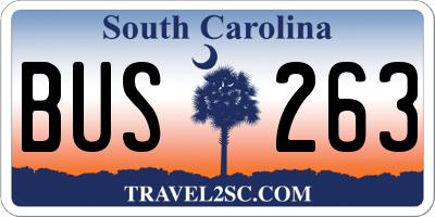 SC license plate BUS263