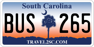 SC license plate BUS265
