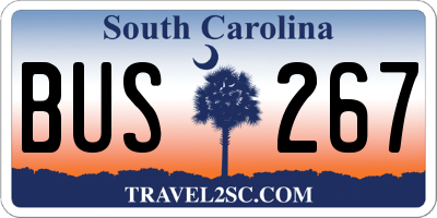SC license plate BUS267