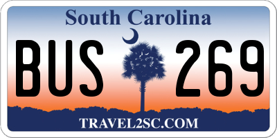 SC license plate BUS269