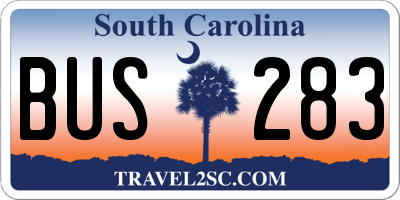 SC license plate BUS283