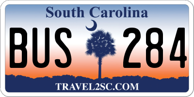 SC license plate BUS284