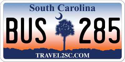 SC license plate BUS285