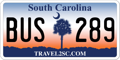 SC license plate BUS289