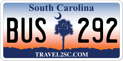 SC license plate BUS292