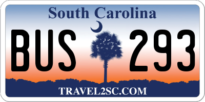 SC license plate BUS293