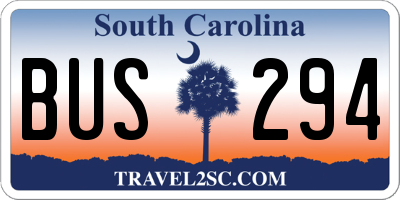 SC license plate BUS294