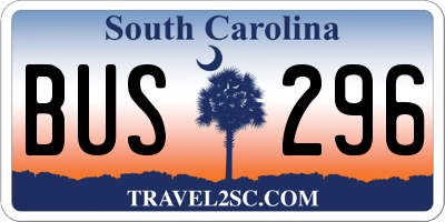 SC license plate BUS296