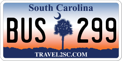 SC license plate BUS299